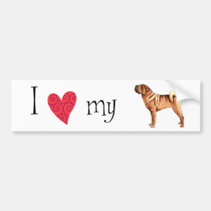 Autocollant De Voiture I Love my Chinese Shar-Pei