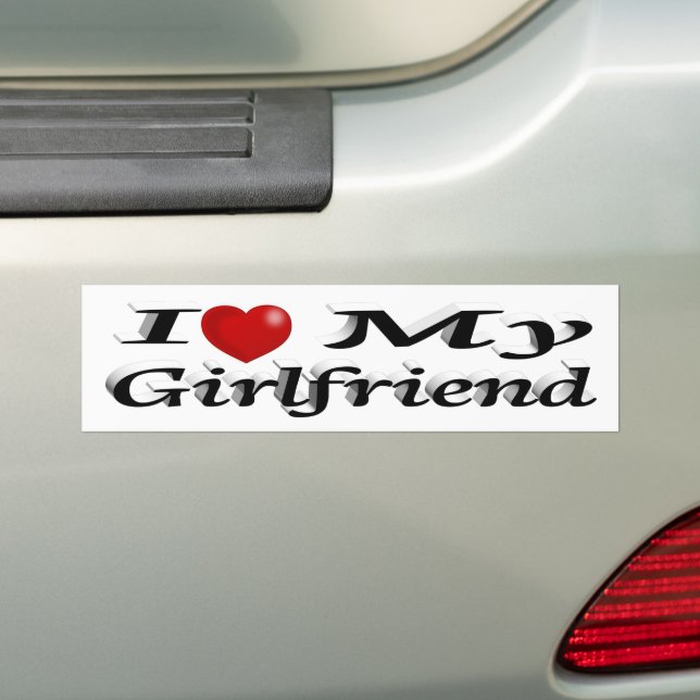 Autocollant De Voiture I Love My Girlfriend mignon texte noir (En voiture)