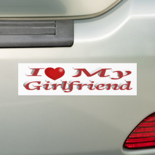 Autocollant De Voiture I Love My Girlfriend texte rouge mignon