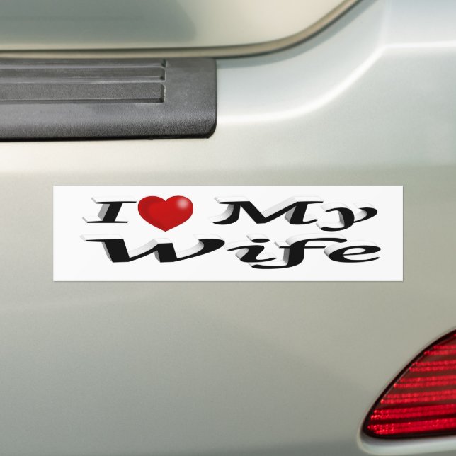 Autocollant De Voiture I Love My Wife mignon texte noir (En voiture)