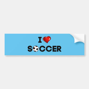Autocollant De Voiture I Love Soccer, texte noir avec coeur rouge