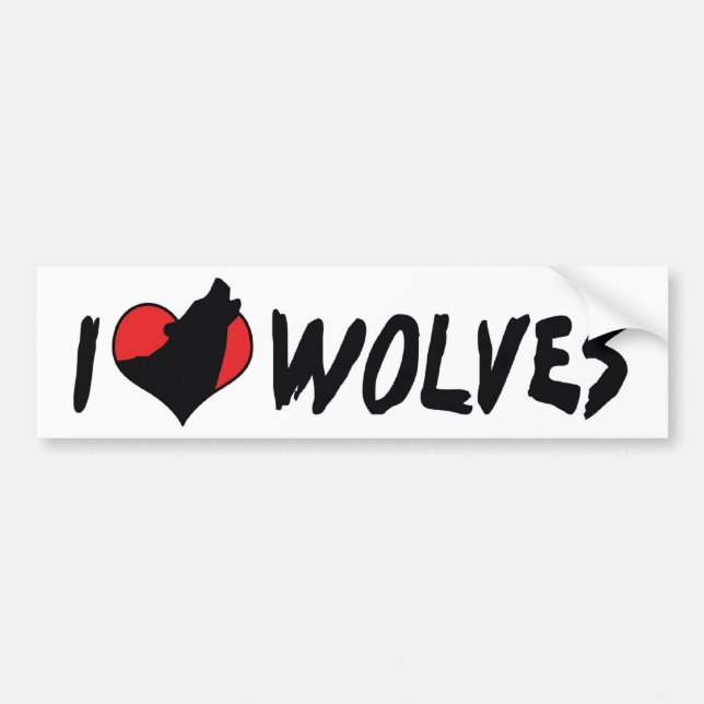 Autocollant De Voiture I Love Wolves Coeur - Loup Lover (Devant)