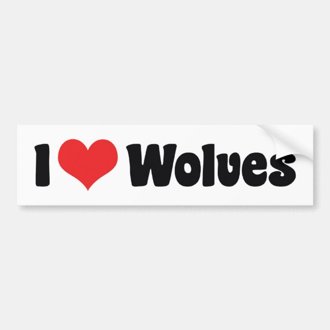 Autocollant De Voiture I Love Wolves Coeur - Loup Lover (Devant)