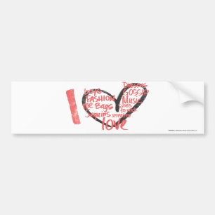 Autocollant De Voiture I rose de graffiti de coeur