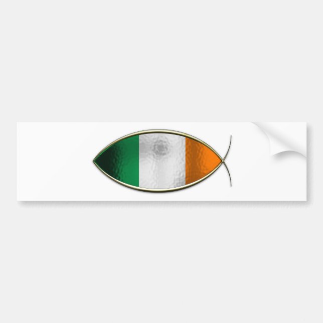 Autocollant De Voiture Ichthus - drapeau irlandais (Devant)