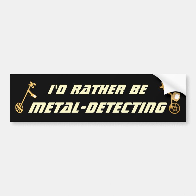Autocollant De Voiture Id Rather Be Metal Detecting Funny Detectorist (Devant)
