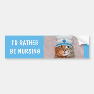 Autocollant De Voiture Infirmière Chat "Je préfère être infirmière"