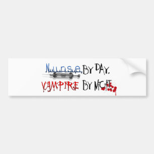 Autocollant De Voiture Infirmière par jour, vampire par nuit