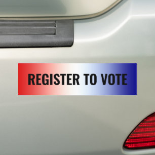 Autocollant De Voiture Inscrivez-vous pour voter rouge blanc dégradé bleu