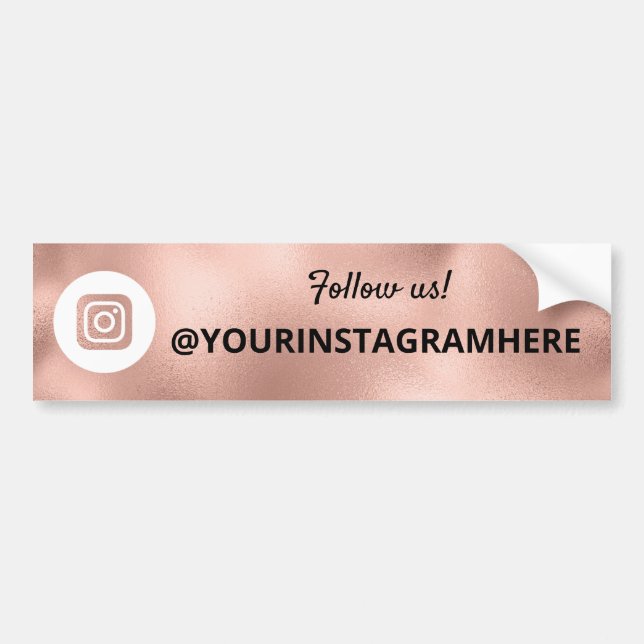 Autocollant De Voiture Instagram promotionnel or rose (Devant)