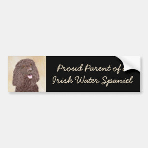 Autocollant De Voiture Irish Water Spaniel Peinture - Original Dog Art