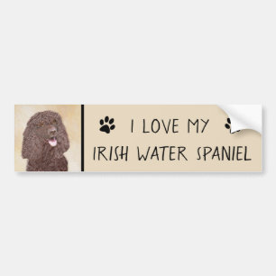 Autocollant De Voiture Irish Water Spaniel Peinture - Original Dog Art