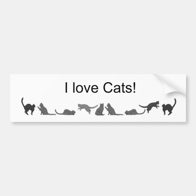Autocollant De Voiture J'adore Cats bumper sticker (Devant)