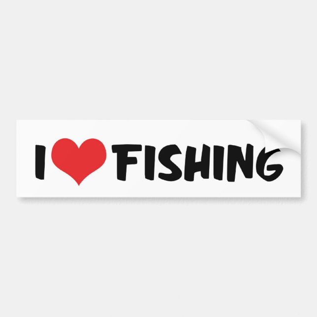 Autocollant De Voiture J'adore la pêche au cœur (Devant)