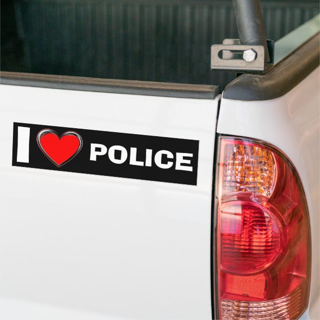 AUTOCOLLANT DE VOITURE J'ADORE LA POLICE "COEUR ART" (Sur camion)