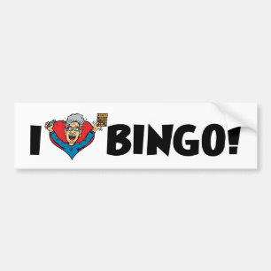 Autocollant De Voiture J'adore le Bingo Heart! - Amoureux de Bingo