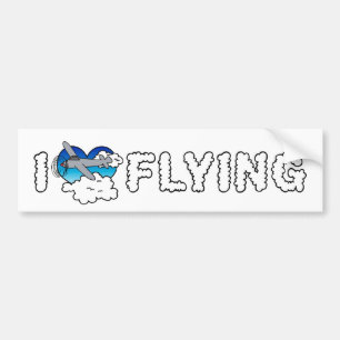 Autocollant De Voiture J'adore le cœur volant - Amoureux de l'avion