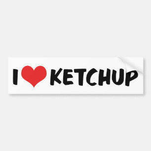 Autocollant De Voiture J'adore le ketchup Cœur Rouge - Amateur de catsup