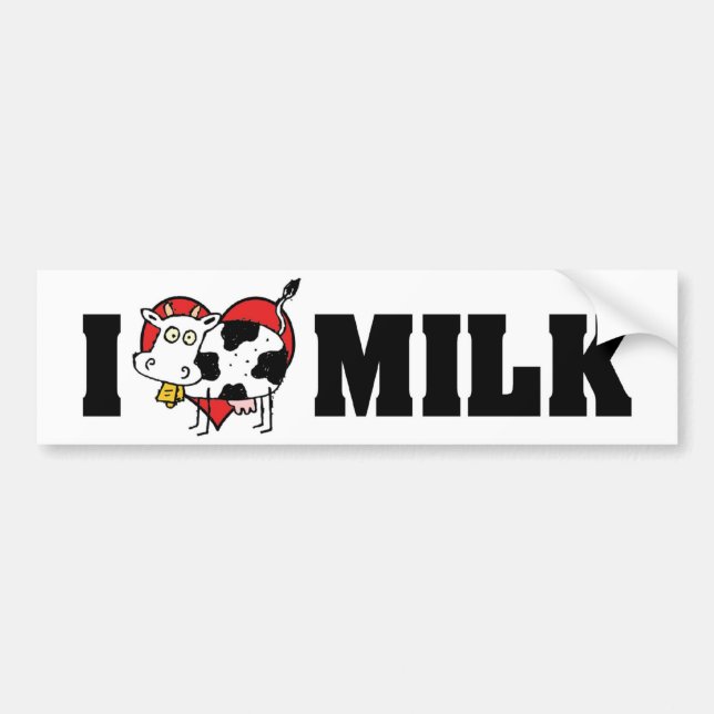 Autocollant De Voiture J'adore le lait au cœur - Amoureux du jus de vache (Devant)