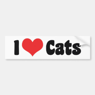 Autocollant De Voiture J'adore les chats au cœur - Amateur de chats