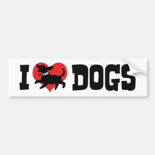 Autocollant De Voiture J'adore les chiens au cœur - Amateur de chiens can