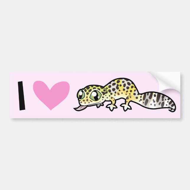 Autocollant De Voiture J'adore les geckos léopards (Devant)