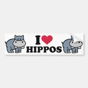 Autocollant De Voiture J'adore les hippopotames