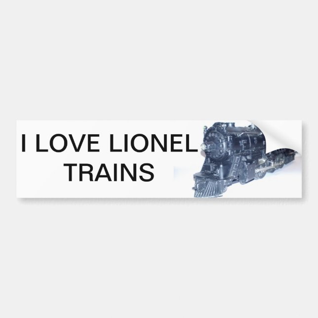 AUTOCOLLANT DE VOITURE J'ADORE L'ÉTIQUETATEUR DES TRAINS LIONEL (Devant)