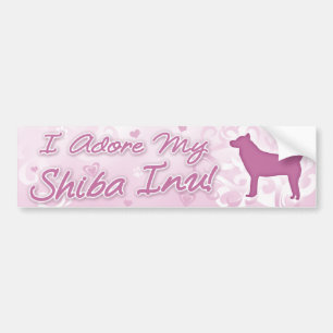 Autocollant De Voiture J'adore mon adhésif pour pare-chocs de Shiba Inu