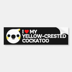 AUTOCOLLANT DE VOITURE J'ADORE MON COCKATOO JAUNE