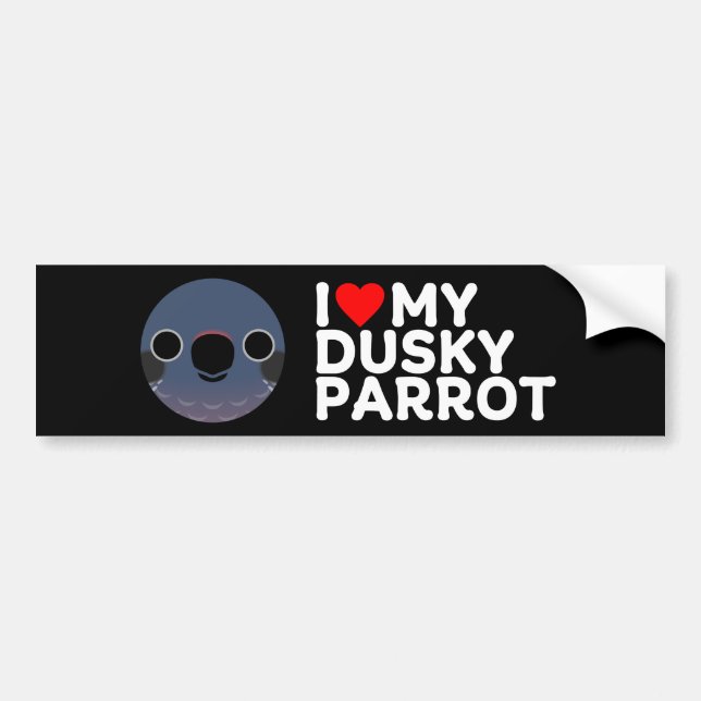 AUTOCOLLANT DE VOITURE J'ADORE MON PARROT DUSKY (Devant)