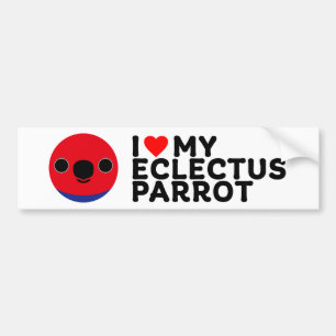 Autocollant De Voiture J'ADORE MON PERROQUET ECLECTUS - Femelle