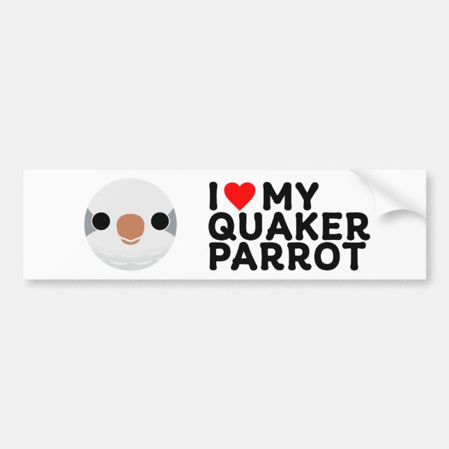 Autocollant De Voiture J'ADORE MON PERROQUET QUAKER – gris (Devant)