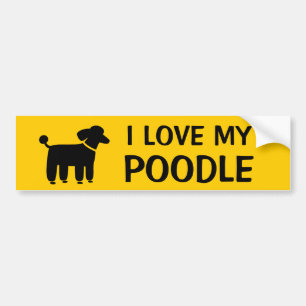 Autocollant De Voiture J'ADORE MON POODLE - Graphisme de Chien avec Texte