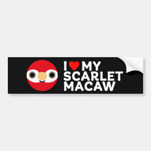 AUTOCOLLANT DE VOITURE J'ADORE MON SCARLET MACAW