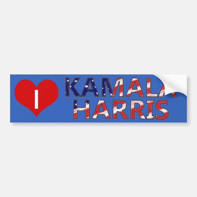 Autocollant De Voiture J'Ai Coeur Kamala Harris Avec Sticker À Drapeau (Devant)