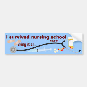 Autocollant De Voiture J'ai survécu à l'école de soins infirmiers