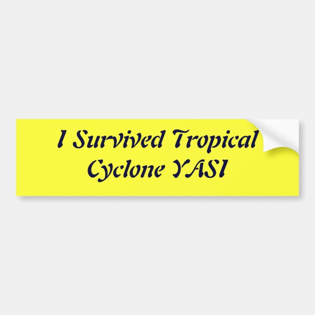 Autocollant De Voiture J'ai survécu au cyclone tropical YASI (Devant)