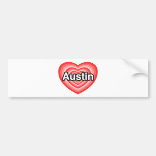 Autocollant De Voiture J'aime Austin. Je t'aime Austin. Coeur