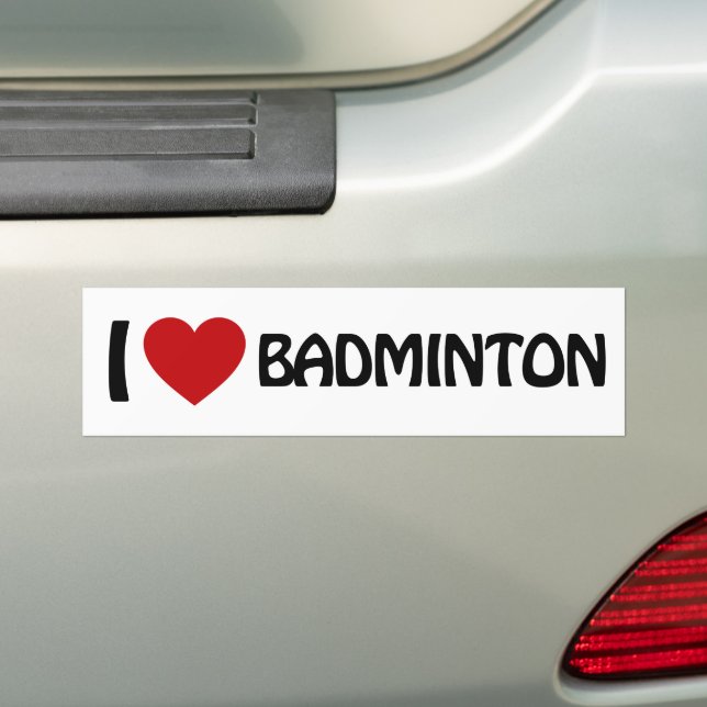 Autocollant De Voiture J'aime Badminton (En voiture)