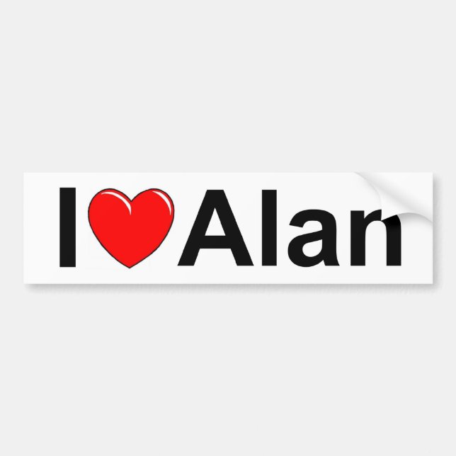 Autocollant De Voiture J'aime (coeur) Alan (Devant)