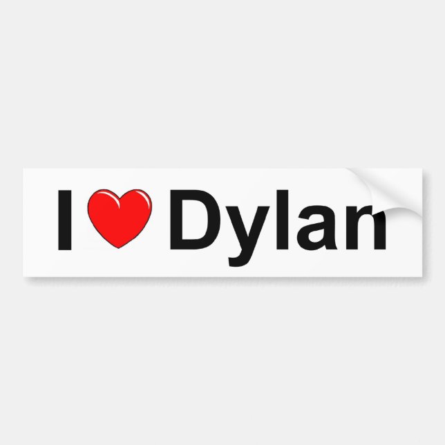 Autocollant De Voiture J'aime (coeur) Dylan (Devant)
