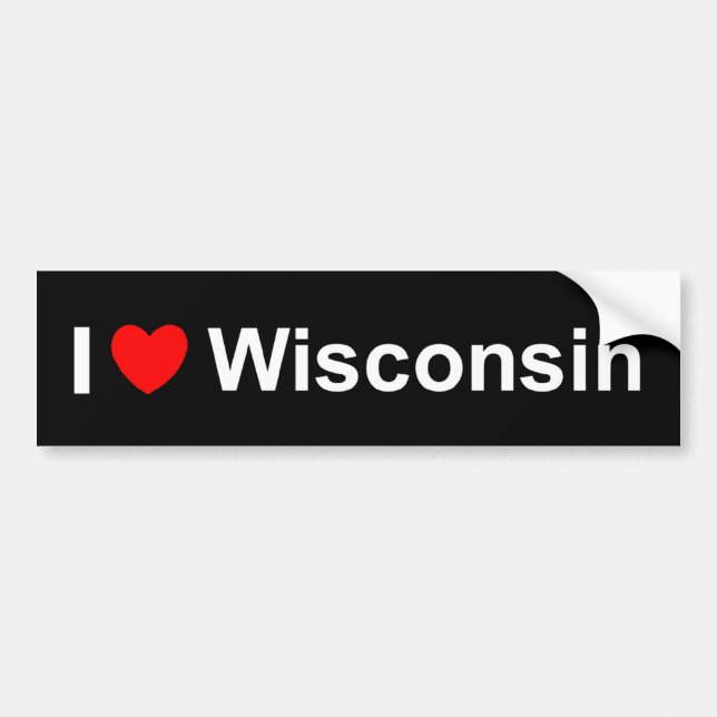 Autocollant De Voiture J'aime (coeur) le Wisconsin (Devant)