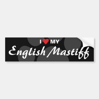 Autocollant De Voiture J'aime (coeur) ma race anglaise de mastiff