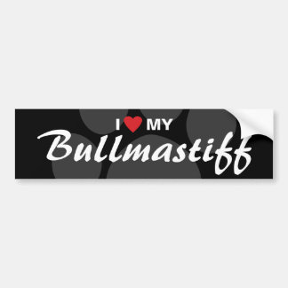 Autocollant De Voiture J'aime (coeur) ma race de Bullmastiff
