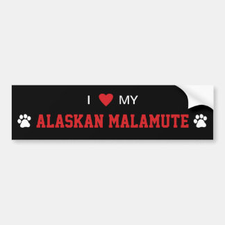 Autocollant De Voiture J'aime (coeur) ma race de chien de Malamute