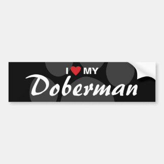 Autocollant De Voiture J'aime (coeur) ma race de dobermann