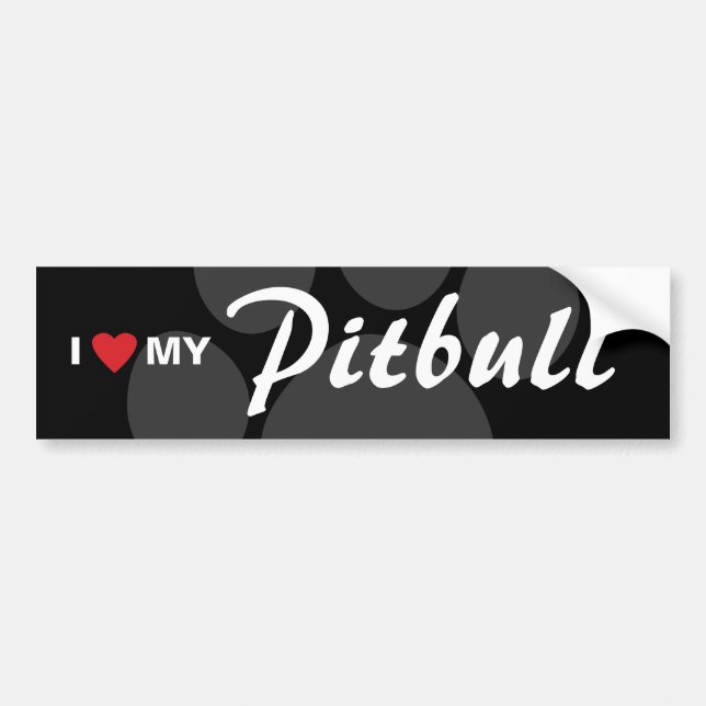 Autocollant De Voiture J'aime (coeur) ma race de Pitbull (Devant)