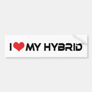 Autocollant De Voiture J'aime cœur ma voiture hybride - amoureux de voitu