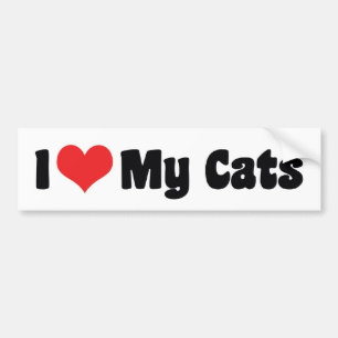 Autocollant De Voiture J'aime cœur mes chats - Amateur de chats
